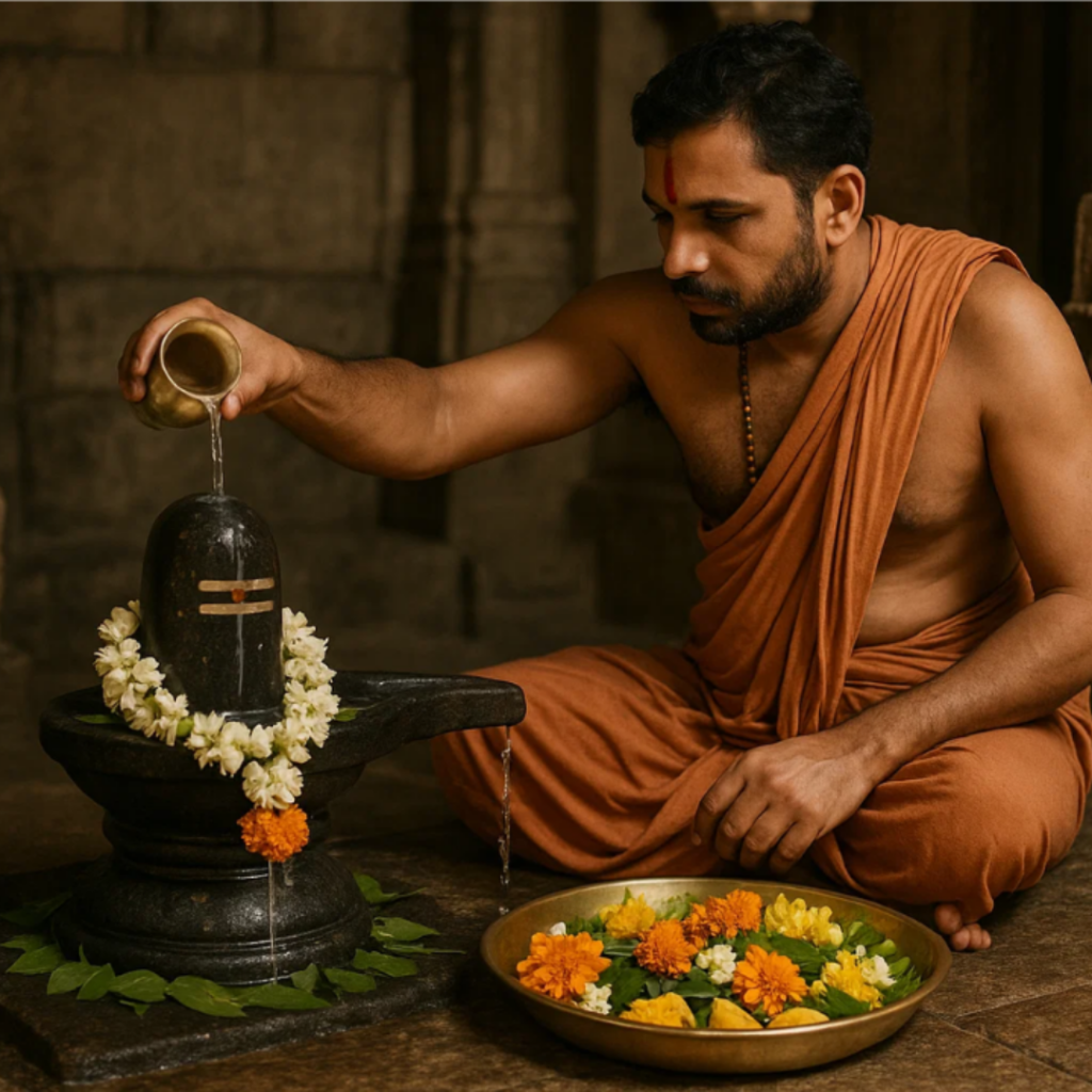Shravan 2026 Devotional illustration of Lord Shiva with a Shivling, sacred water offerings, and spiritual elements representing the holy month of Shravan 2026.