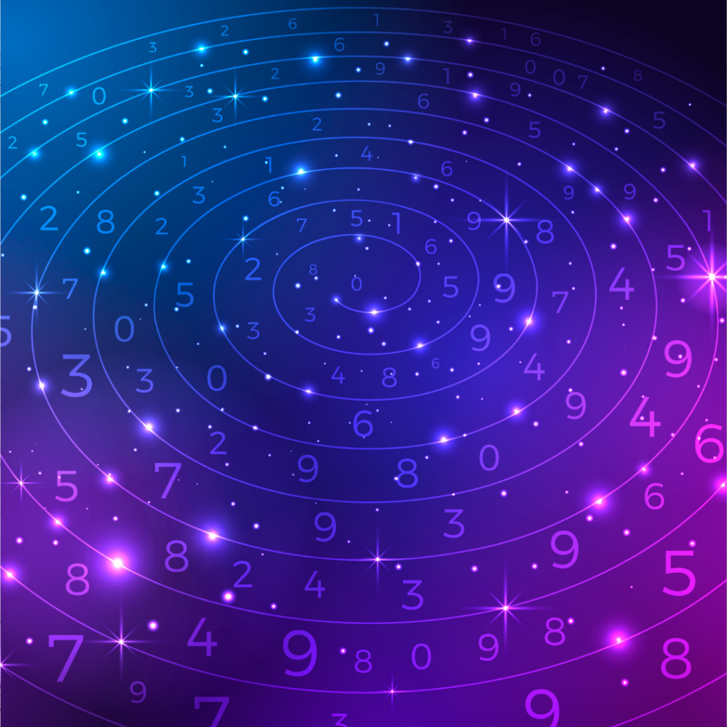 Can numerology predict future? Illustration of numerology numbers, a life path chart, and mystical symbols representing future predictions and numerological insights.