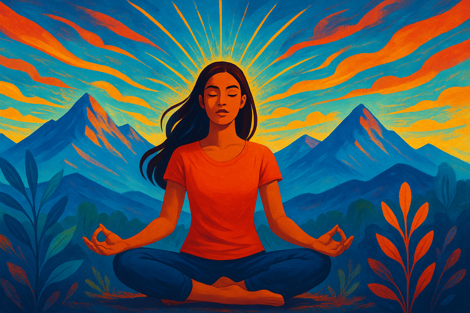 People meditating in serene mountains at Panambi Resort, Rishikesh