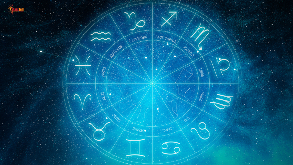 Illustration showing five zodiac signs under Saturn–Rahu influence in 2026
