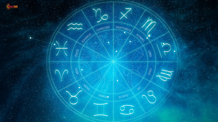 Illustration showing five zodiac signs under Saturn–Rahu influence in 2026