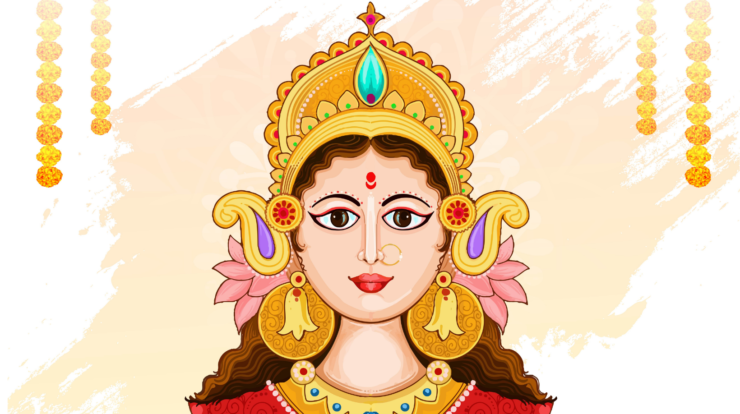 Maa Kushmanda with a radiant face and divine ornaments, symbolizing creation and energy during Chaitra Navratri