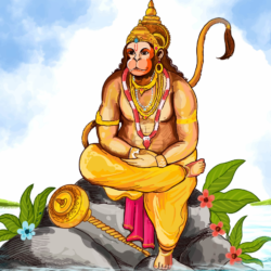 Devotees chanting Hanuman Chalisa in front of Lord Hanuman idol for peace and planetary balance