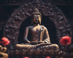 Statue of Lord Buddha in meditation with a serene background, representing Buddha Purnima 2026 and auspicious puja muhurat.