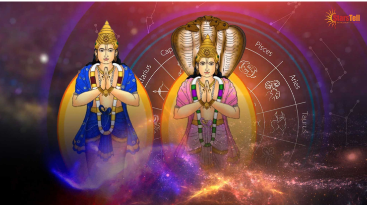 Astrological illustration showing Rahu planet influence and its impact during Rahu Mahadasha period