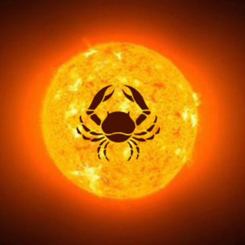 Sun entering Cancer zodiac with celestial symbols and a cosmic background representing the 2026 Sun transit and its influence on all zodiac signs.