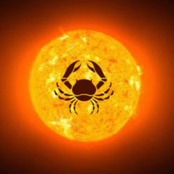 Sun entering Cancer zodiac with celestial symbols and a cosmic background representing the 2026 Sun transit and its influence on all zodiac signs.
